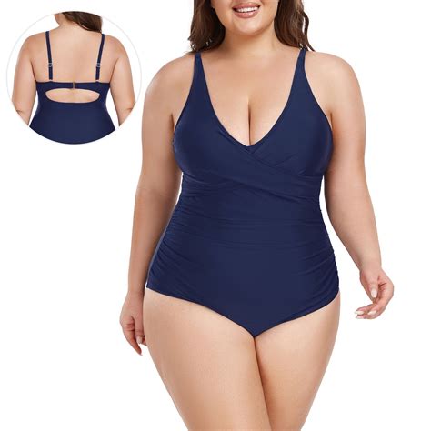 Ocean Blues Women's and Women's Plus Swimwear Twist Push Up Deep V