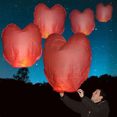 Red Heart Shaped Sky Lanterns - Discontinued | Sky lanterns, Lanterns
