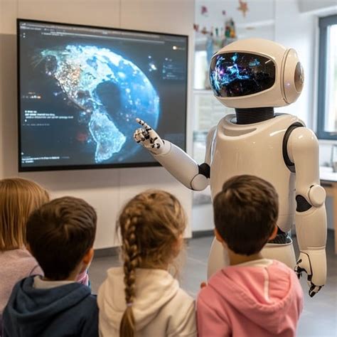 robot teaching children image robot children education