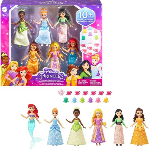 Mattel Disney Princess Small Doll Party Set with 6 Posable Princess