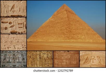 Pyramids Giza Drawings Hieroglyphs Egypt Collage Stock Photo 1252794421 ...