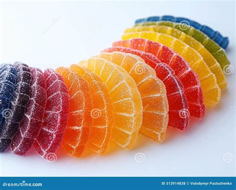rainbow  colorful gummy candy slices generative ai stock photo
