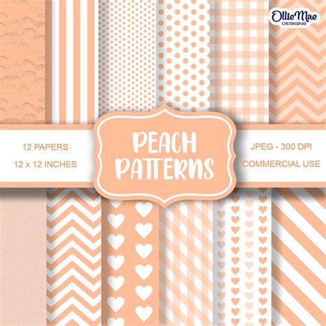 peach digital paper pack scrapbook papers backgrounds printable