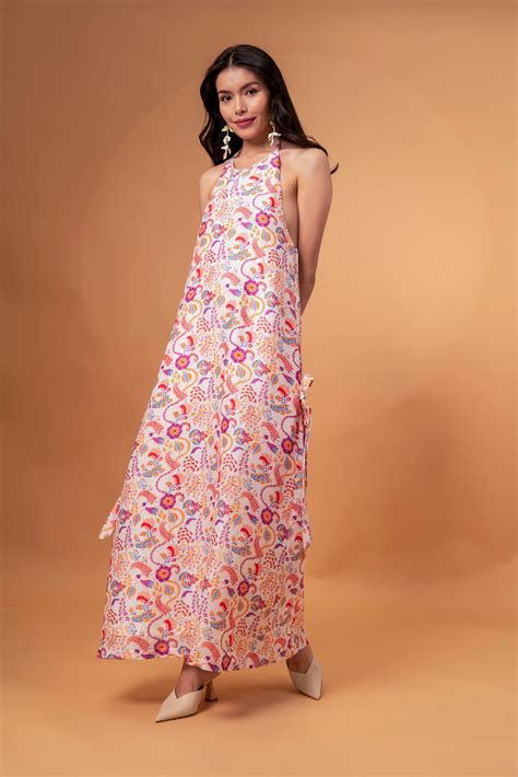 Buy Multicolour Linen Midi Dress Online| The RealB