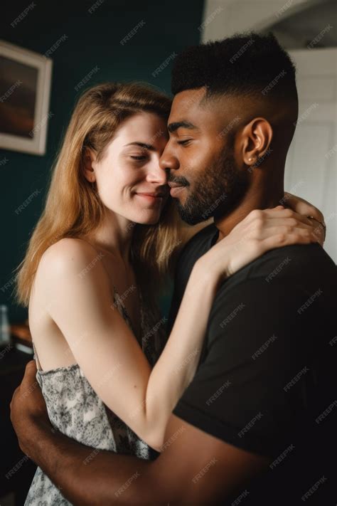 Premium AI Image | Love trust and interracial couple in home hug