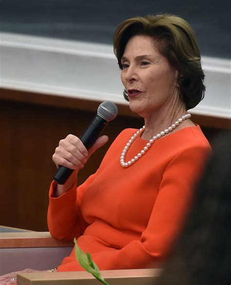 Former First Lady Laura Bush speaks at Syracuse University, focusing on
