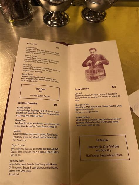 Menu at Employees Only pub & bar, New York City