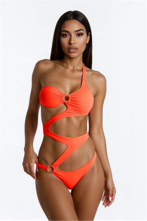 Sunset Fever 1 Piece Strappy One Shoulder Swimsuit & Cover Up Sarong