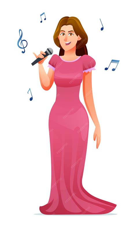 premium vector woman singer cartoon character illustration