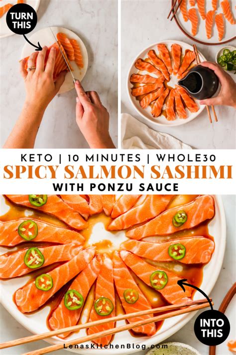 Spicy Salmon Sashimi with Ponzu Sauce - Lena's Kitchen