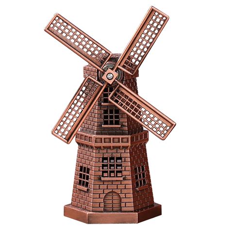 Grandest Birch Windmill Model Rotatable Exquisite Workmanship Vintage
