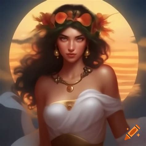 Realistic portrait of Greek goddess Calypso as a beautiful nymph on an