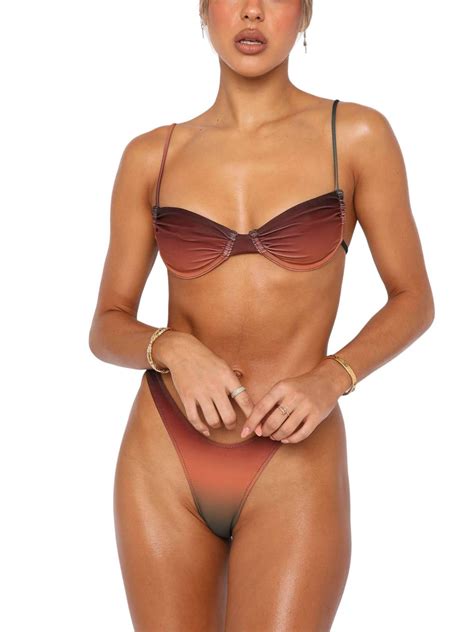 Womens Two Piece Swimsuit Thong Swimwear Print Bikinis Adults Sexy