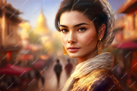 Premium Photo | Portrait of a beautiful asian thai woman Neural network ...
