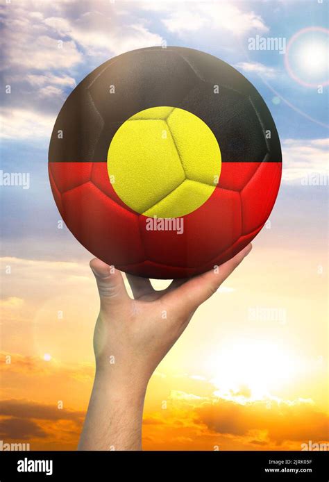 soccer ball  hand   depiction   flag  australian