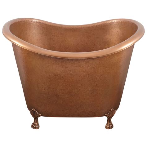Clawfoot Bathtub Hammered Copper Double-Slipper Soaking Tub 48-inch