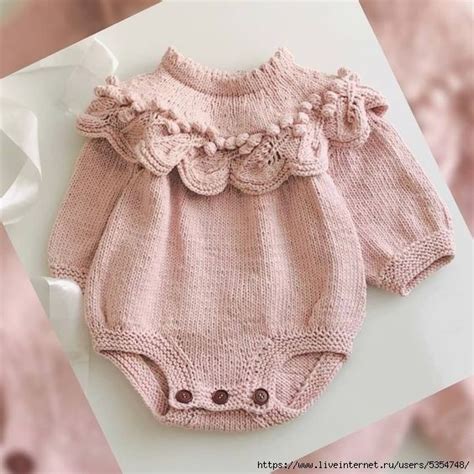 Pink Knitted Baby Romper with Ruffles