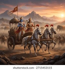 krishna mahabharata  chariot royalty  images stock