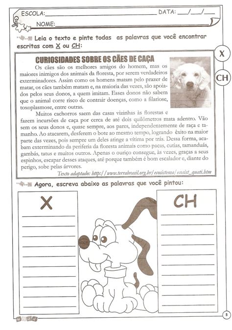 Ortografia X Ou Ch - BLOG PROFESSOR ZEZINHO: ATIVIDADES DE ORTOGRAFIA. X OU CH