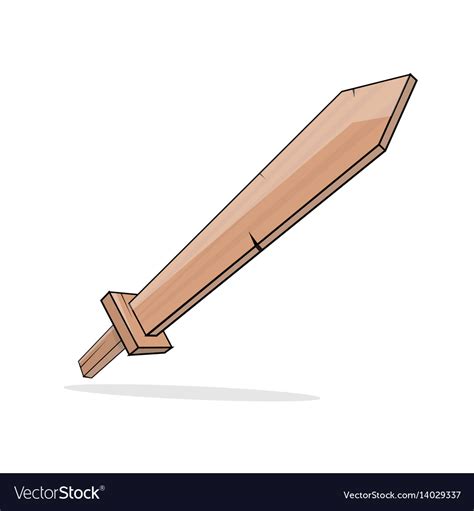 Wooden sword on a white background Royalty Free Vector Image