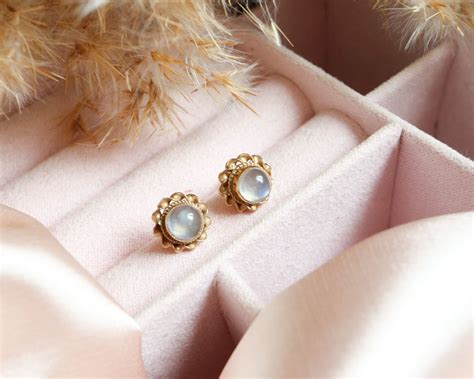Vintage Moonstone Stud Earrings