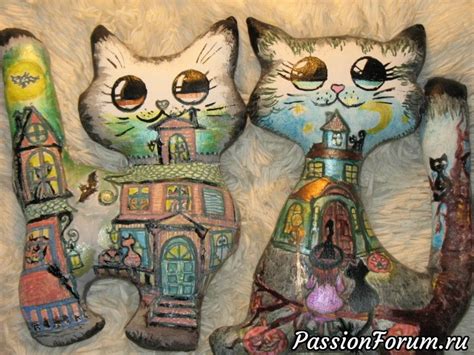 Расписные котики. | Грунтованный текстиль