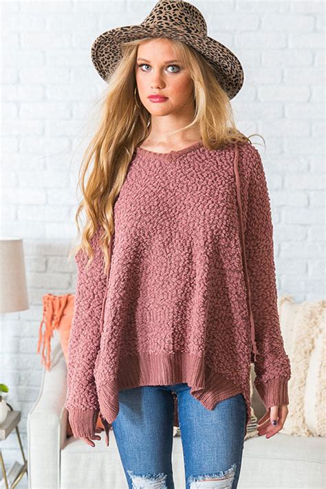 Warm Fuzzy Feelin' Sweater in Rustic Rose • Impressions Online Boutique