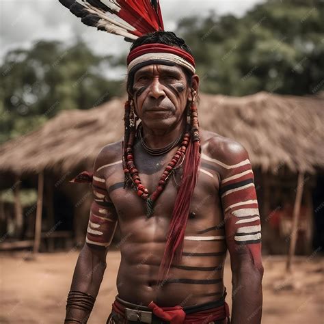 Premium AI Image | Pataxo indigenous in a brazilian tribe in the middle