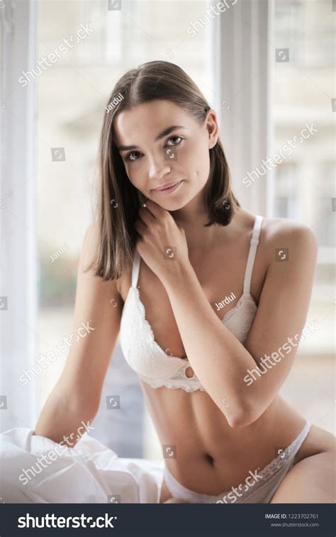 young sexy woman lingerie bed stock photo  shutterstock