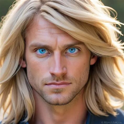 30 year old, rugged, caucasian. shoulder length blon...