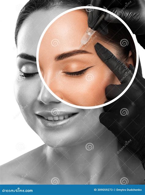 Permanent Make-up for Eyebrows and Lips of Beautiful Woman in Beauty