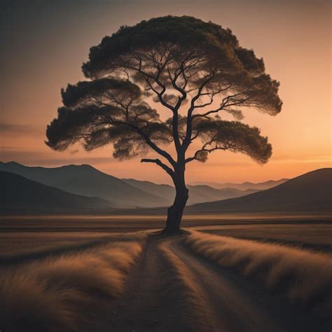 Premium Photo | Tree at sunset