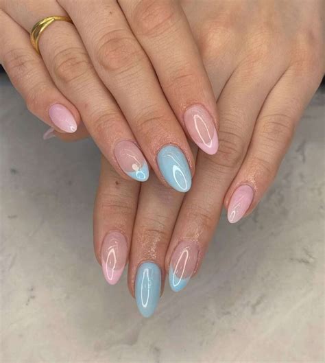 fresh  fun pink  blue nail designs fashion  simple