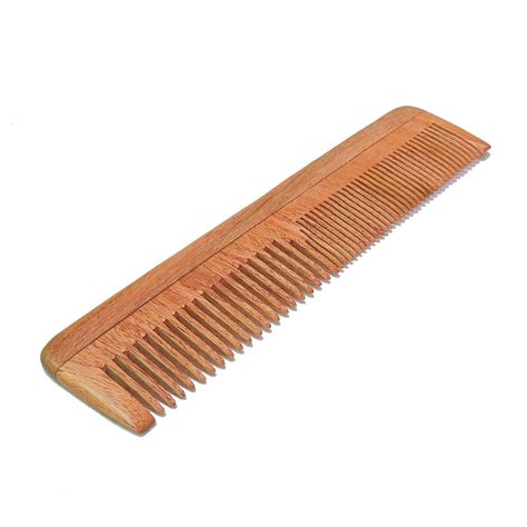 healthgoodsin pure neem wood comb fine  wide tooth organic