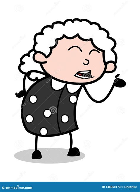 Hand Gesture while Talking - Old Cartoon Granny Vector Illustration