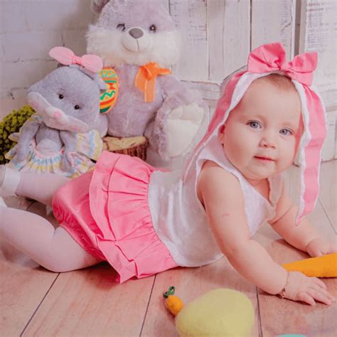 Roupa De Coelhinha Infantil - Fantasia de Coelhinha Rosa para Bebê | Roupa de Páscoa Infantil