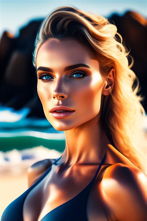 Lexica - Portrait of a beautiful Caucasian woman posing in a bikini on