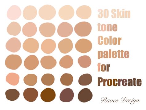 30 Skin Tone Palette Colors Paint for Procreate App on iPad Procreate ...