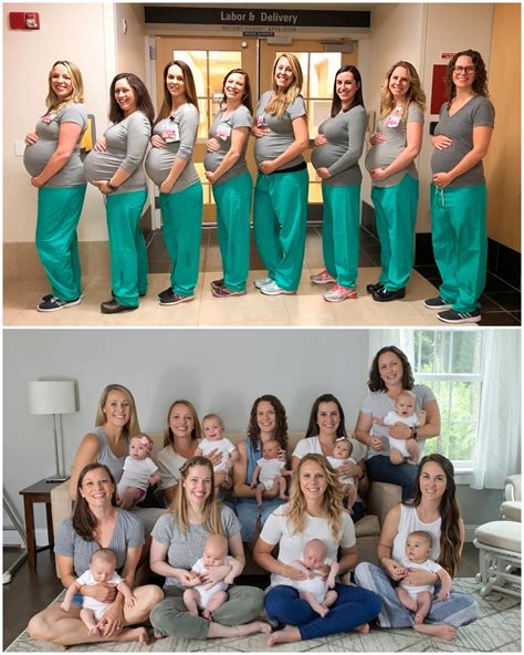 Pregnancy - Nine Labor Unit Nurses Who Were Pregnant Together Now Proud