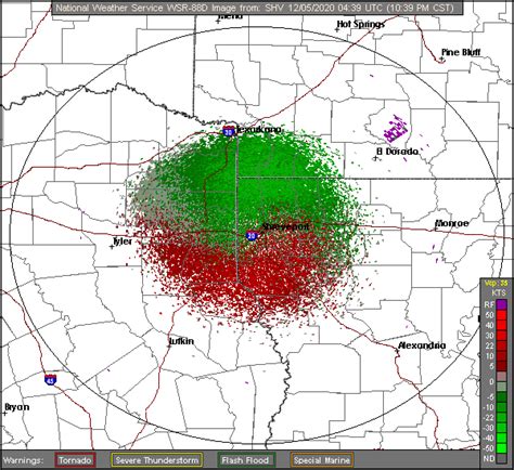 National Weather Service radar from Shreveport, LA