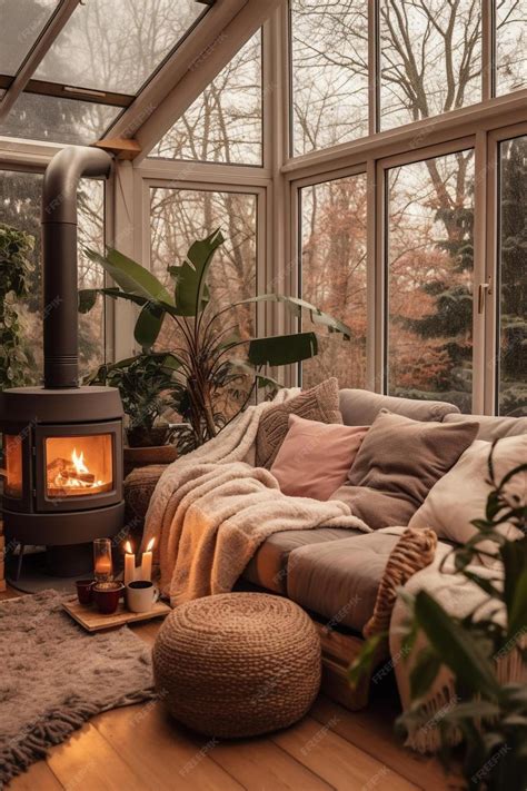 premium photo cozy warm home interior   chic country house