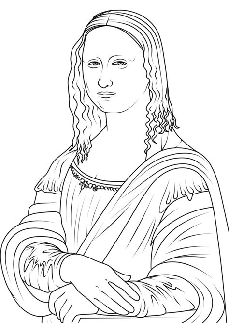 Mona Lisa para colorir, imprimir e desenhar - Coloringlib.Com