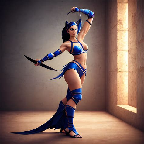 realistic and high quality Kitana full body, from Mortal Kombat, skimpy