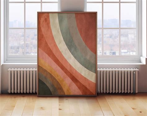 boho abstract wall art poster mid century modern retro poster