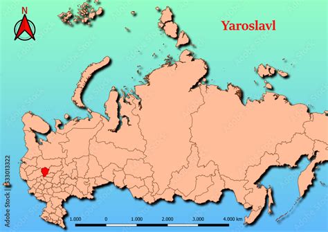 Vector Map of Russia with map of Yaroslavl county highlighted in red ...