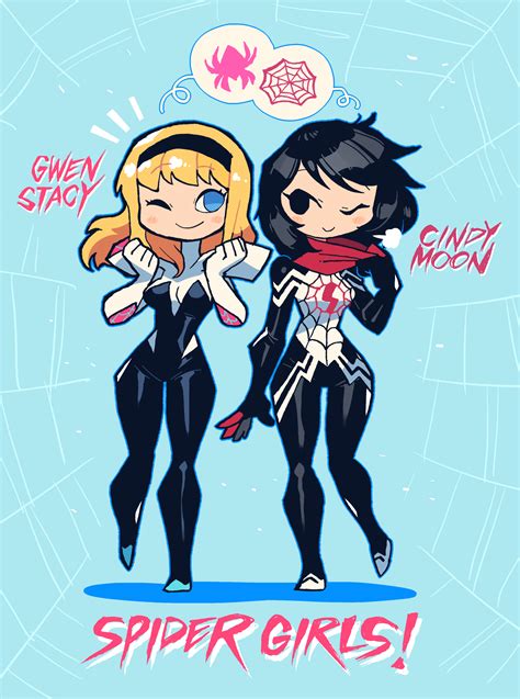 spider-gwen, gwen stacy, silk, and cindy moon (marvel and 1 more) drawn