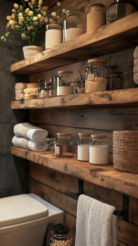 stunning bathroom shelf ideas   rustic  inviting space