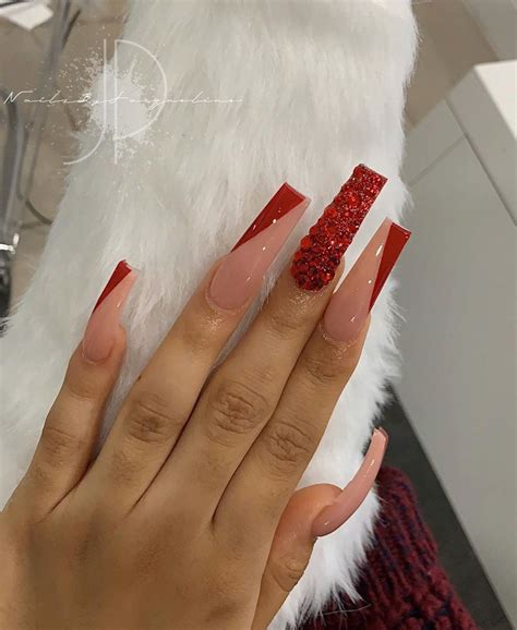 Instagram Trendy Baddie Nails Red - Bansos Png