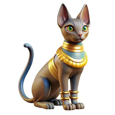 beautiful minimalist Bastet, Egyptian cat goddess, feline form, high