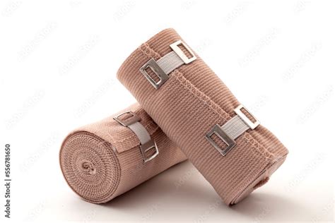 Set of medical compression wrap bandage isolated on white background ...